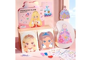 Jar Melo 4 in 1 Princess Art Craft Kits, Foil Crafts Art Fun & Gem Painting, Makeup Diamond DIY Activity, Dress Up Sticker Books,Travel Toys, Ideal Toys for Girls Ages 6 7 8+ Years Old