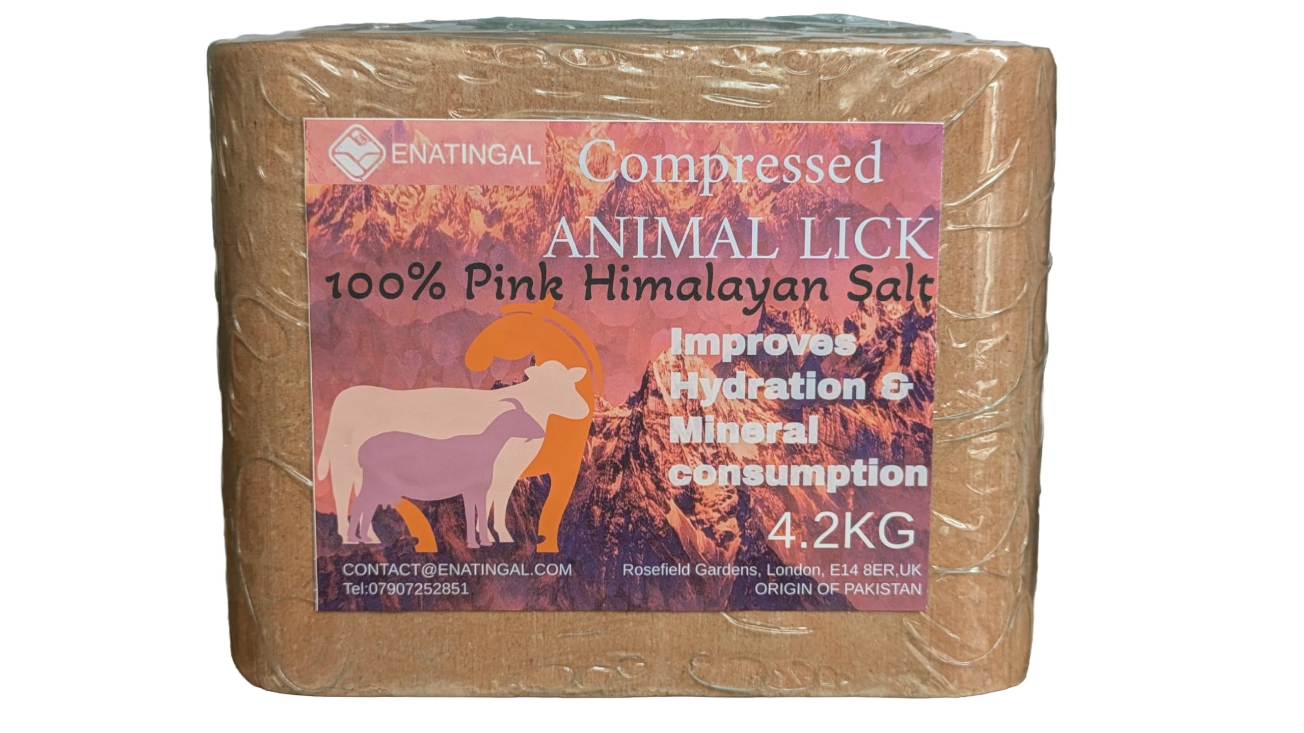 Himalayan Pink Salt Lick for Animals, 4200 g Compressed Salt Block