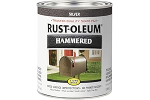 Rust-Oleum 7213502 Stops Rust Hammered Finish Paint, Quart, Silver, 32 Fl Oz (Pack of 1)