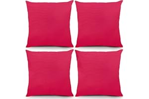 CDWERD 4 Pack Decorative Outdoor Waterproof Throw Pillow Covers Square Garden Cushion Cover for Patio Tent Couch Sofa Home Christmas Decor Outdoor and Indoor Red 18 X 18 Inch