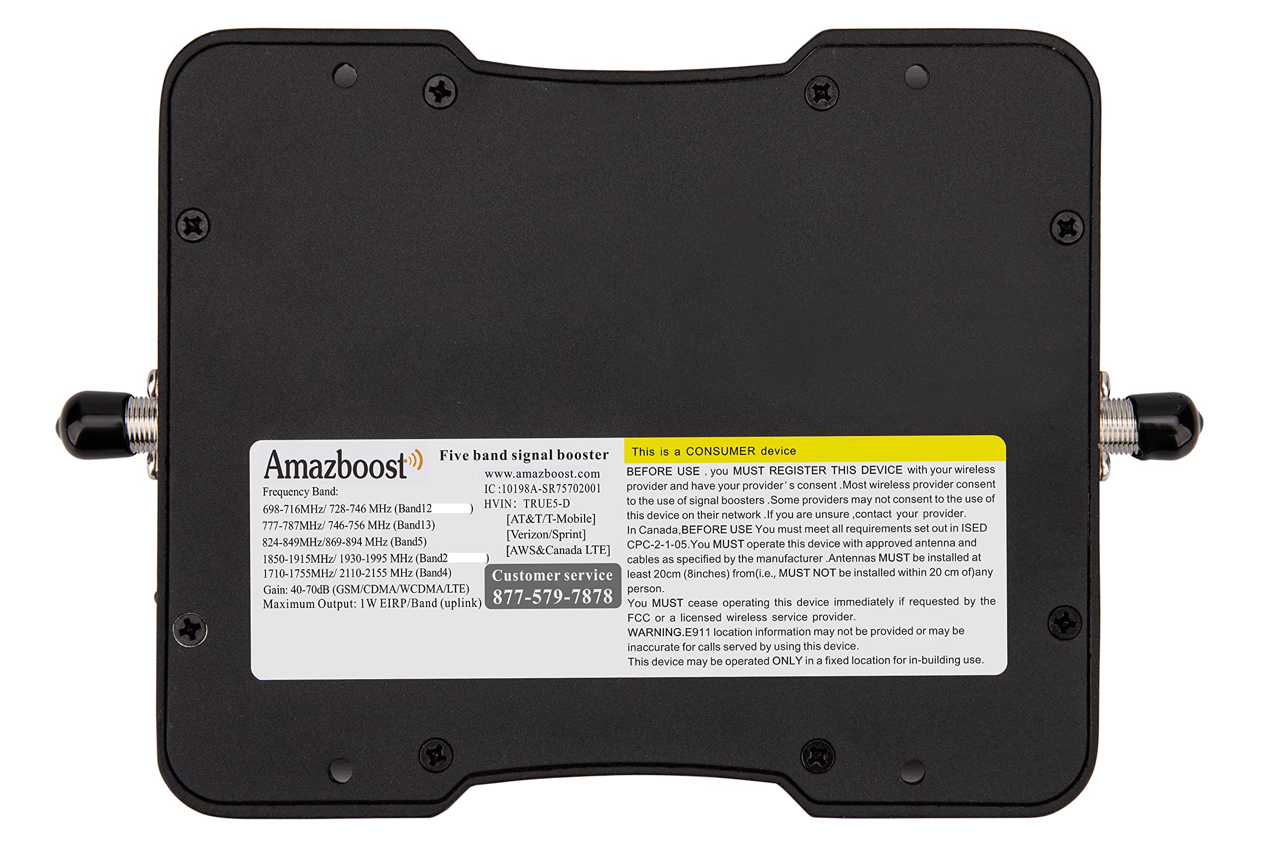 Amazboost Cell Phone Booster for Home, Band 12/17/13/5/4/2/25 Cell Phone Signal Booster 3G 4G LTE 5G, Compatible with All US Carriers, Up to 3,000 sq ft, FCC Approved