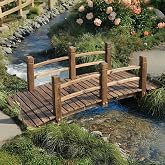 EPICOZY Wood Garden Bridge Classic Wooden Arch Stained Finish Footbridge with Safety Railings, 530 lbs Capacity, Decorative Pond Bridge Landscaping for Outdoor Yard Farm Garden Creek Ponds, Carbonized
