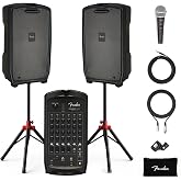 Fender Passport Event S2 Portable PA System Bundle with Microphone Kit, Compact Speaker Stands, and Instrument Cable