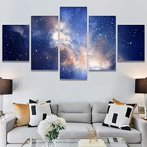 SIGNWIN 5 Panel Canvas Wall Art Astronomy &...