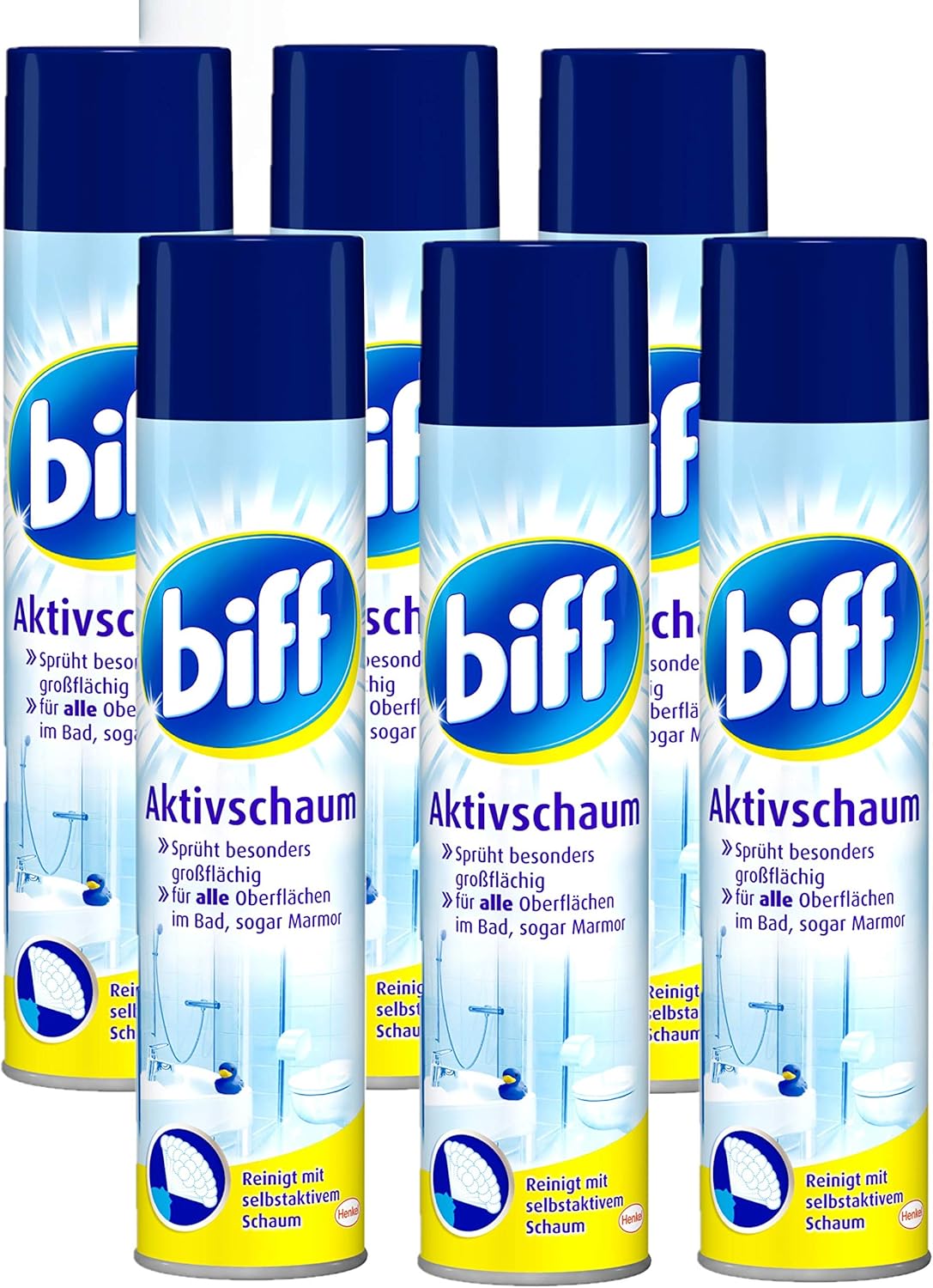 biff Aktivschaum Badreiniger 600ml - Reinigt mit selbstaktivem Schaum (6er Pack (6 x 600ml))
