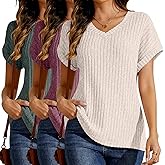 Simlakey 3 Pack Women Short Sleeve Sweaters 2025 Summer V Neck Tops Casual Shirts Loose Fit Lightweight Dressy Business
