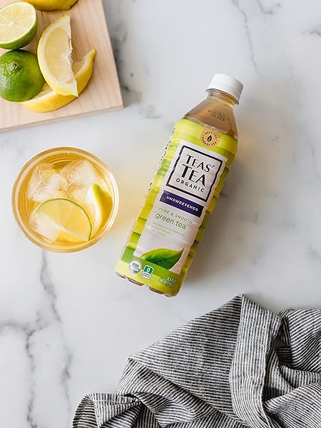 TEAS’ TEA UNSWEETENED PURE GREEN TEA, ORGANIC, SUGAR FREE, 0 CALORIES, 16.9 OUNCE (PACK OF 12)