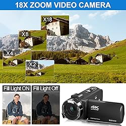 VETEK Video Camera 4k Camcorder 56MP UHD WiFi