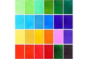 Treela 24 Pcs Stained Glass Sheets 4 x 6 Inch Variety Mosaic Baking Color Glass Art Colored Glass Assorted Cathedral Glass for DIY Window Home Decoration Projects Supplies