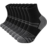 COOPLUS Mens Cushioned Ankle Socks Athletic Performance Quarter Socks Moisture Wicking Running Socks(8 Pairs)