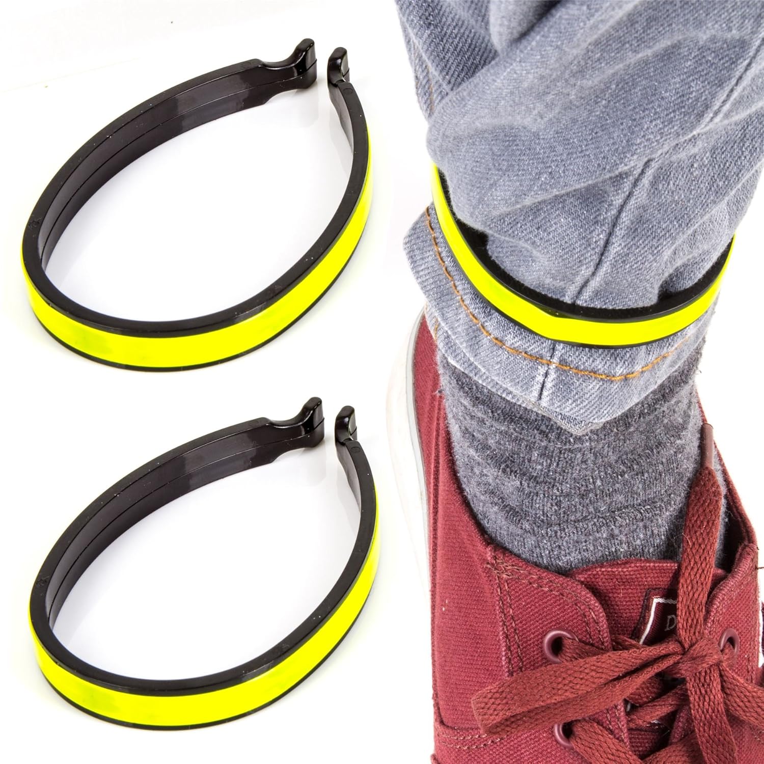 2 x REFLECTIVE CYCLING TROUSER CLIPS HiVis Bicycle Safety