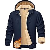 TACVASEN Men's Zip Up Sherpa Lined Hoodies Thick Fleece Heavyweight Jacket Windproof Thermal Zipper Sweatshirt