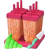 Popsicle Molds for Kids, Ozera Set of 6 Ice Pop Molds Maker, Popsicle Trays - With Silicone Funnel & Cleaning Brush - Assorte
