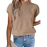 Allegra K Women's Mock Neck Sweater Vests Casual Cap Sleeve Knit Pullover Tank Tops 2025