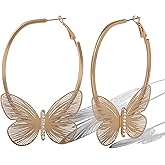 Jessica Simpson Gold-Tone Butterfly Earrings for Women, Drop or Hoop Earrings with Butterflies and Clear Crystals