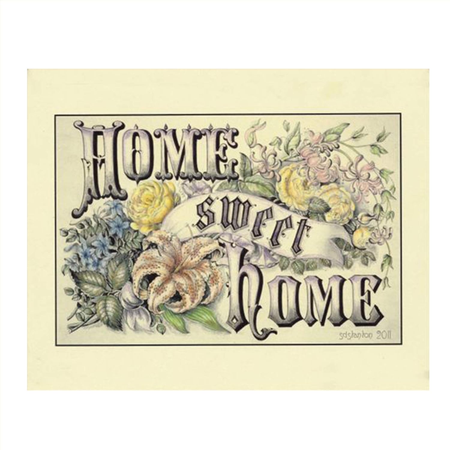 Amazon.com: "Home Sweet Home" on Floral Wall Art- 8 x 10" Print Wall