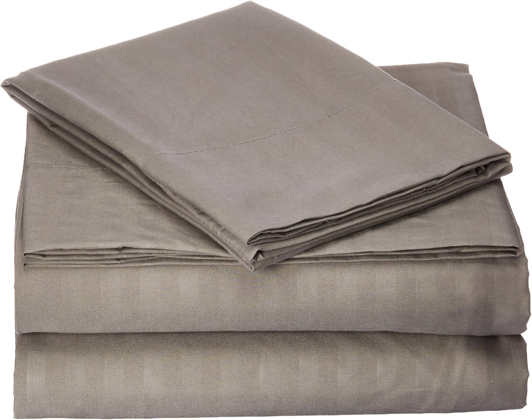 Comfort Linen 300 Thread Count Cotton Dobby Stripe Sheet Set- Assorted Colors/sizes, Twin - Silver