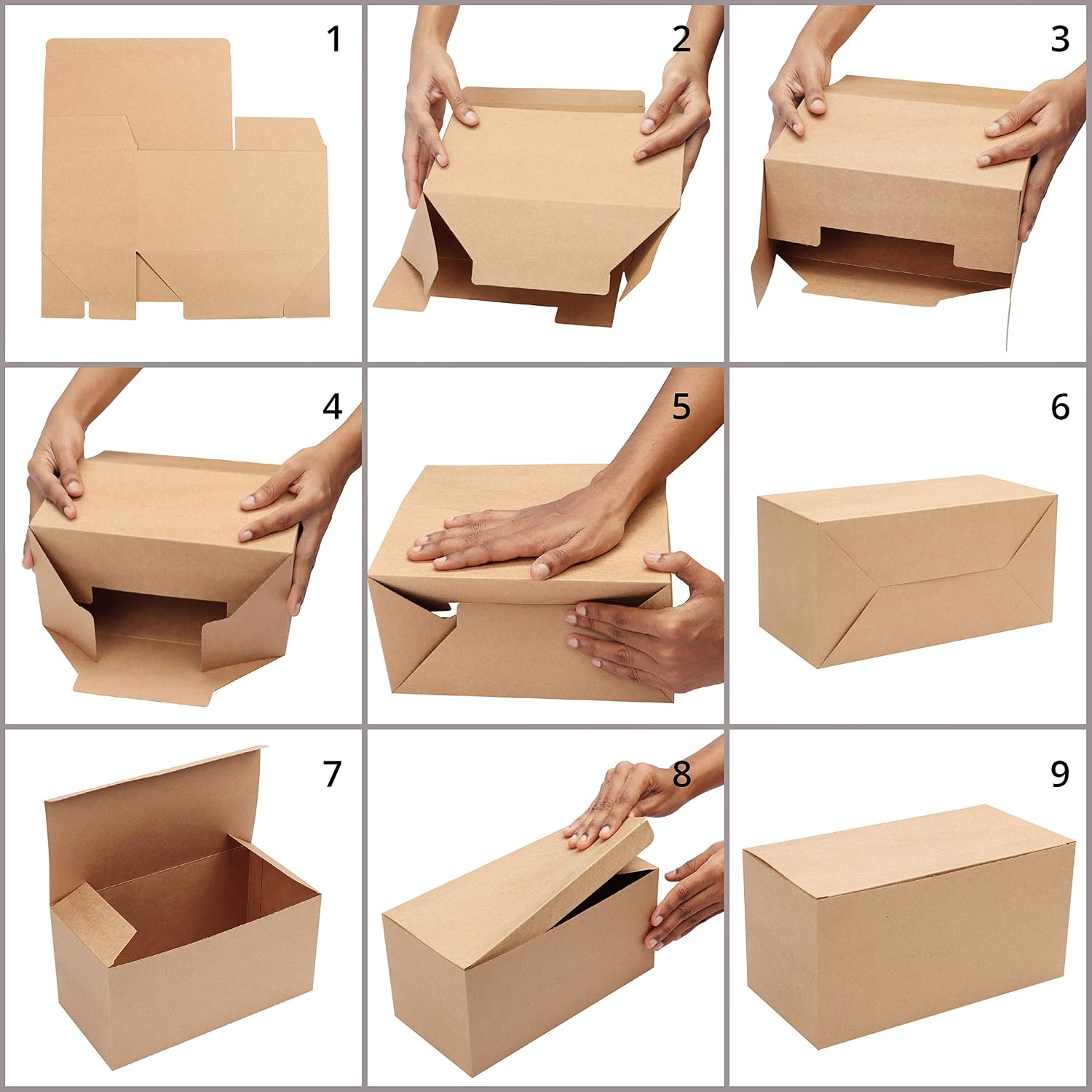 Belle Vous 20 Pack Brown Kraft Gift Boxes, Box Measures 23 x 11.5 x 11.5cm (9.06 x 4.53 x 4.53 inches) - Image 4