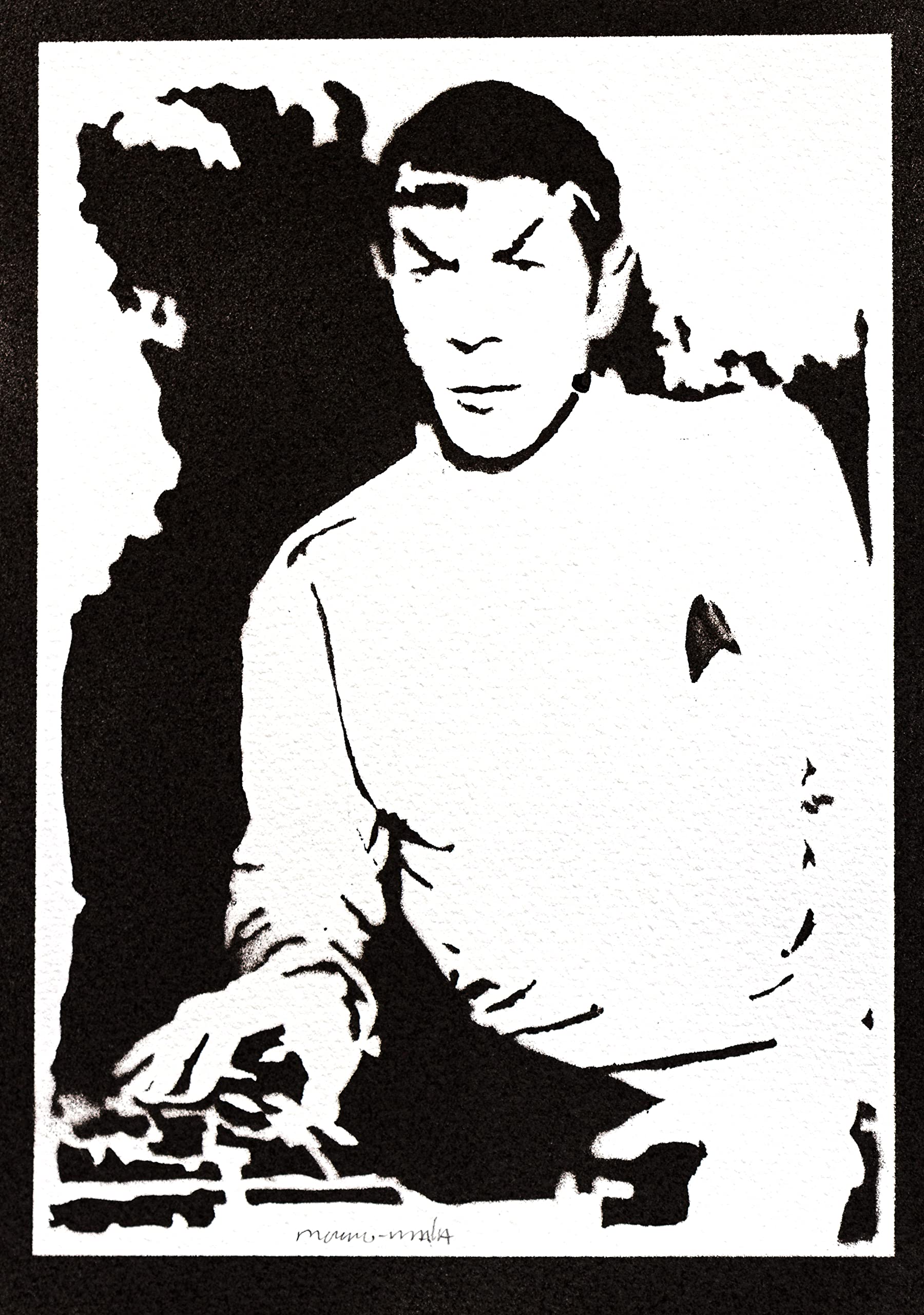 moreno-mata Real Handmade Graffiti Spock TV Series Poster Star TrekLeonard Nim... Room Decor Home Wall Art Decoration Bedroom Gifts for Men and Women