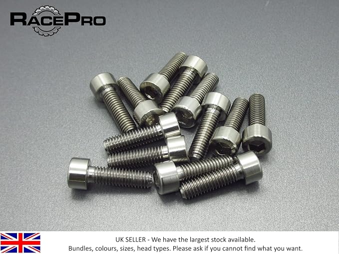 RacePro - 6x Titanium Parallel Kantschraube Allen - M7 x 25mm x 1mm - Natürliche