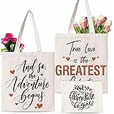 Canvas Tote Bride Bag Bridal Shower Gifts for Bride Engagement Wedding Party Gifts And So The Adventure Begins Tote Bags Gifts for Women Bride Bags Kits for Wedding Supplies Bachelorette Party Present