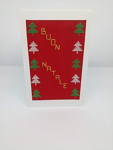 Biglietti Di Natale A Punto Croce.Buon Natale In Punto Croce Biglietto D Auguri Formato 17 X 11 Cm Auguri Rosso Natale Merry Christmas Realizzato A Mano Personalizzabile Spazio Interno Bianco Per Messaggio Personale Amazon It Handmade