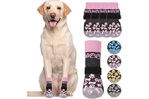 KOOLTAIL Dog Socks for Hot/Cold Pavement to Prevent Licking Paws,Dog Boots&Paw Protector for Hardwood Floors Anti Slip,Traction Control No Twist Grip Booties for Small Medium Large Senior Dogs SM