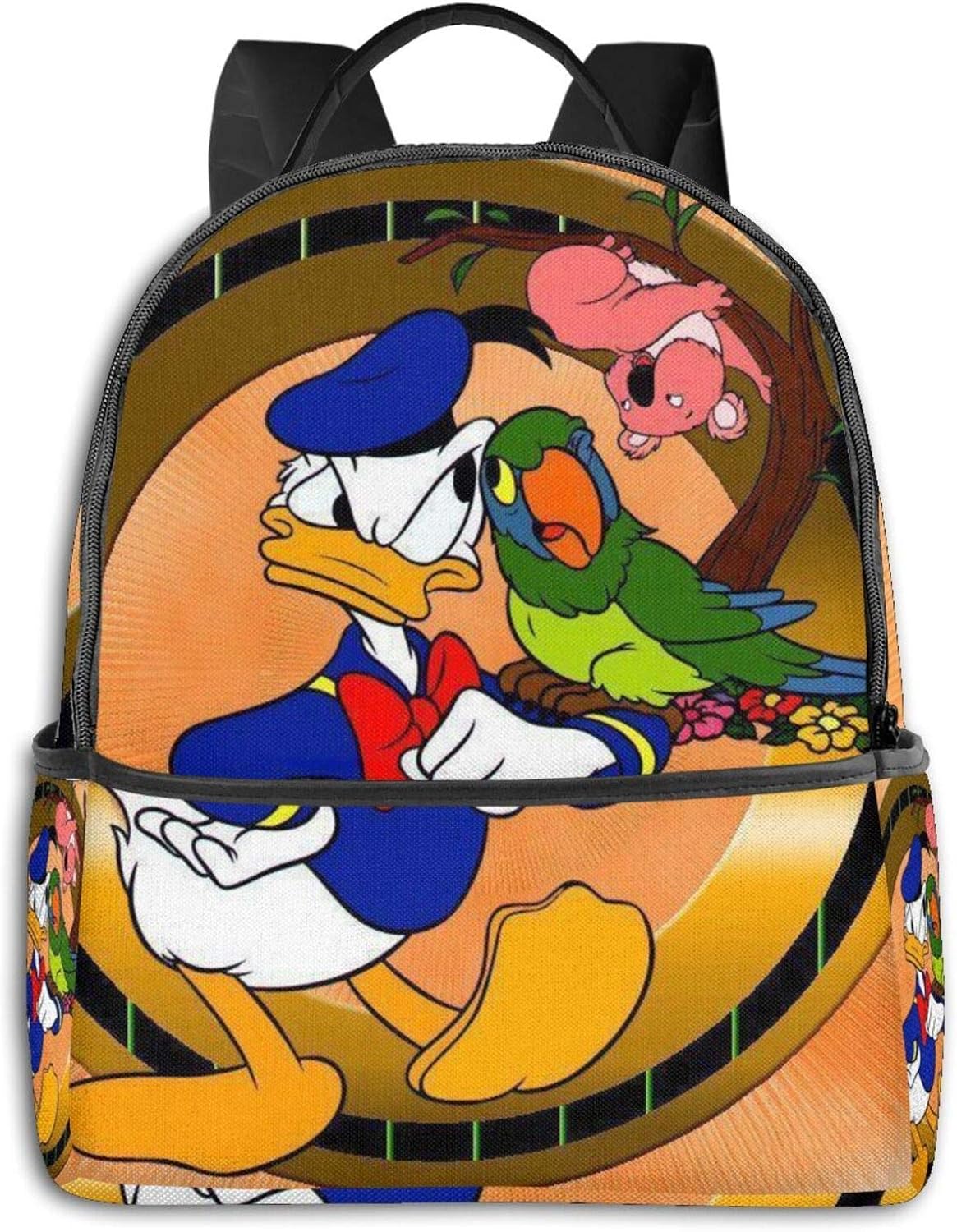Cartoon Donald Duck Backpack Smooth Zipper Travel Bag Laptop Bags