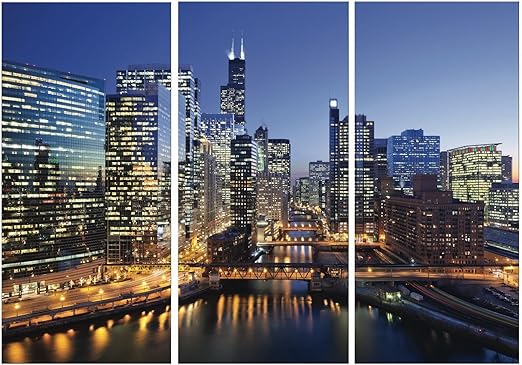 Amazon Com Framed Huge 3 Panel Canvas Gallery Wrap Chicago