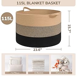 INDRESSME 115L Extra Large Blanket Basket for