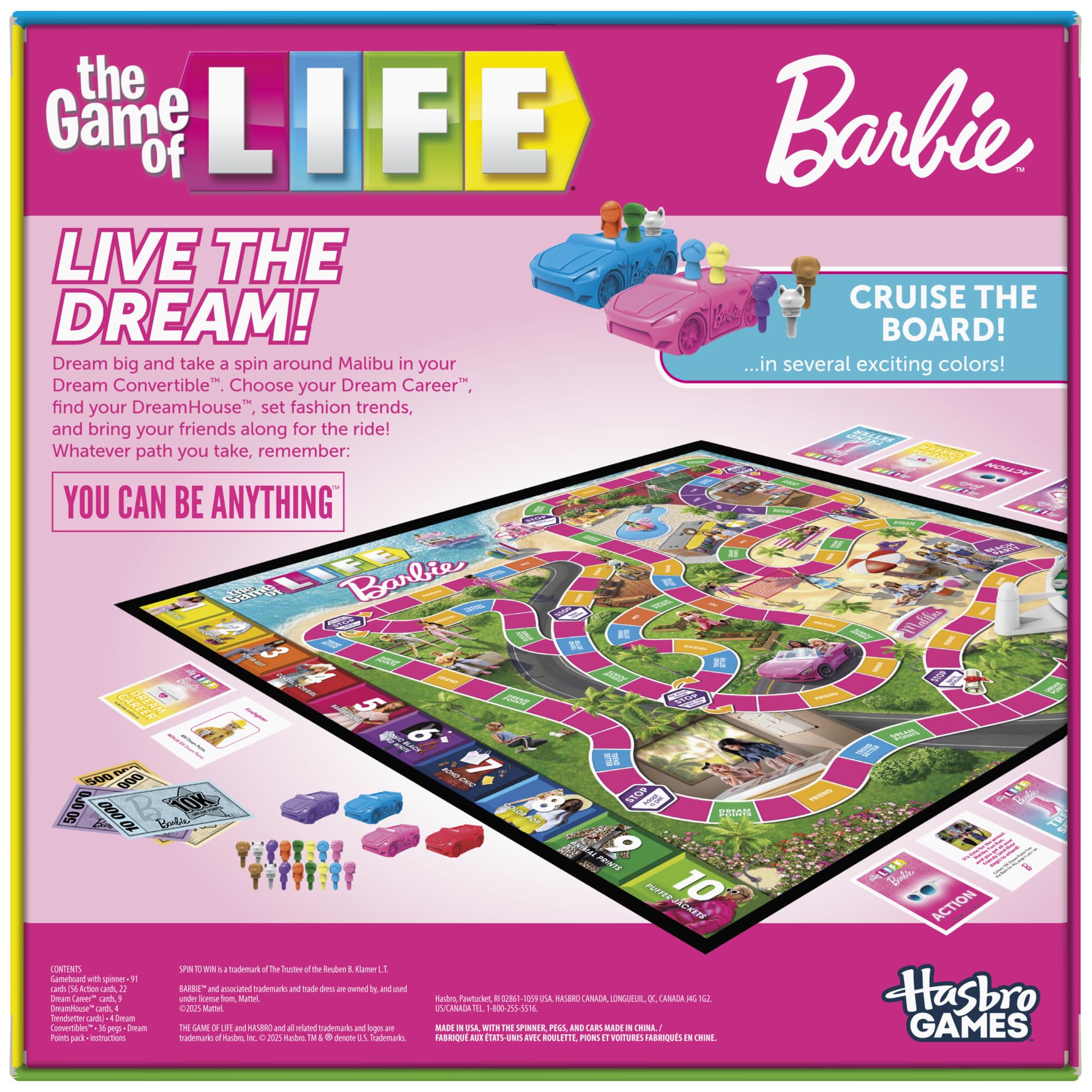 Hasbro Games The Game of Life: Barbie Edition Board Game | Ages 8+ | 2 to 4 Players | Fun Family Games for Kids and Adults | Kids Gifts (Amazon Exclusive)
