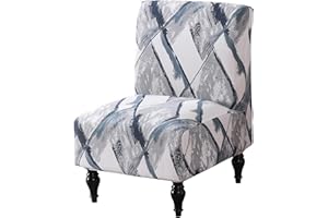 Jusmate Armless Accent Chair Cover Slipcover, Stretch Chair Slipper Super Fit Armless Chair Furniture Protector Cover Slipcover for Living Room Hotel (Blue/Grey)
