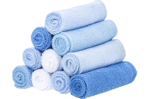 Spasilk Washcloth Wipes Set for Newborn Boys and Girls, Soft Terry Washcloth Set, Pack of 10, Blue