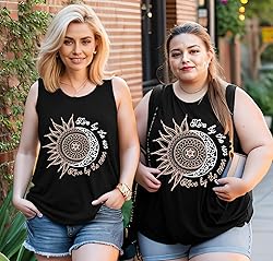 Sun Moon Graphic Tank Tops for Women Summer