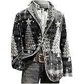 Mens Ugly Christmas Blazer Vintage Corduroy Christmas Suit Jacket Xmas Print Holiday Party Jacket with Pockets