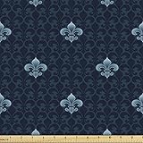 Lunarable Fleur De Lis Fabric by The Yard, Antique