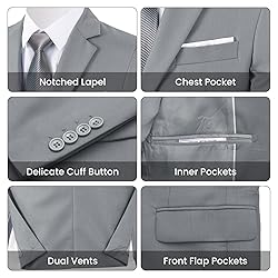 MAGE MALE Mens Two Button 3-Piece Suits Slim Fit