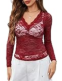 Avidlove Womens Mesh Crop Tops Sheer Shirts Deep V