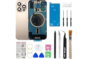 Phoupair OEM Back Glass Replacement Compatible with iPhone 16 pro 6.3 Inches with Camera Frame and Camera Lens + Professional Repair Tool Kit and Installation Instruction (Desert Titanium)