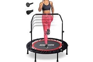 Kanchimi 40" Folding Mini Fitness Indoor Exercise Workout Rebounder Trampoline with Handle, Max Load 330lbs