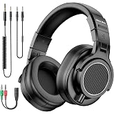 New Bee Wired Over Ear Headphones, Studio Headphones with 50mm Drivers and 6.35mm &amp; 3.5mm Jack DJ Headphones for Studio Monitor &amp; Mixing DJ Guitar AMP Podcast Piano Keyboard