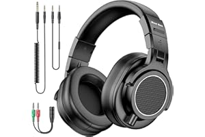 New Bee Wired Over Ear Headphones, Studio Headphones with 50mm Drivers and 6.35mm & 3.5mm Jack DJ Headphones for Studio Monitor & Mixing DJ Guitar AMP Podcast Piano Keyboard