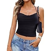 Avidlove Camisole Tops for Women Cowl Neck Ruched Going Out Trendy Cami Crop Top Summer Y2K Spaghetti Strap Tank Tops