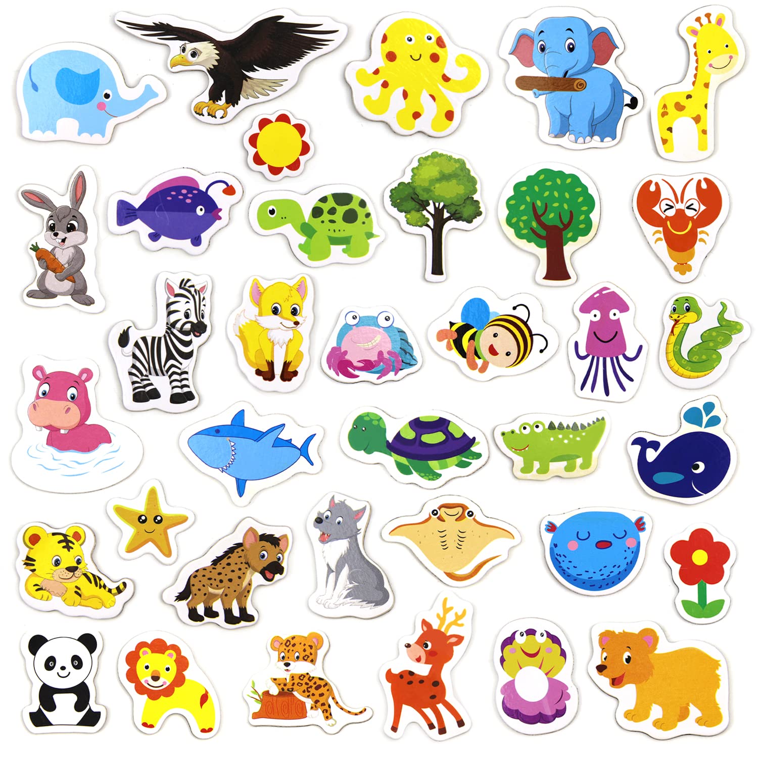 CONNECTION 36 PCS Fridge Magnets for Kids - Magnetic Animals for Toddlers, Wooden Animal Magnets for Refrigerator, Whiteboards, Photos - Educational Toys for Preschooler, 4+