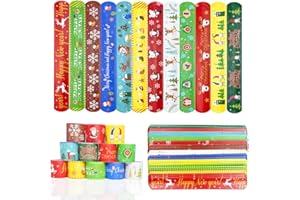 JoFAN 48 PCS Christmas Slap Bracelets Toys for Kids Boys Girls Toddlers Christmas Party Favors Stocking Stuffers Gifts