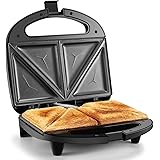 OSTBA Sandwich Maker, Toaster and Electric Panini Press with Non-stick plates, LED Indicator Lights, Cool Touch Handle, Black