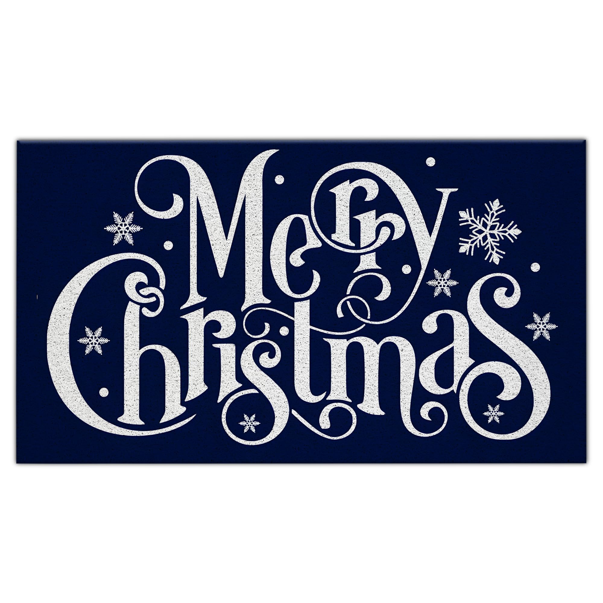 Photo 1 of *USED*Jvpke Navy Blue Merry Christmas Snowflake Welcome Outdoor Mat for Front Door Porch, Bath Decor Mat, 17x30 Inch