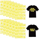 12 Sheets 612 Pcs Iron on Letters and Numbers for Clothing 2 Inch (Yellow) | Large Iron on Letter Patches with PU Heat Transfer, Alphabet Adhesive Stickers for Fabric, T-Shirt, Jersey, DIY Crafts