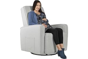 Evolur Holland Upholstered Plush Seating Glider Swivel, Glider Chair for Nursery in Harbor, Modern Nursery Glider, Tool-Free Assembly, Easy to Clean, Environmentally Conscious Glider