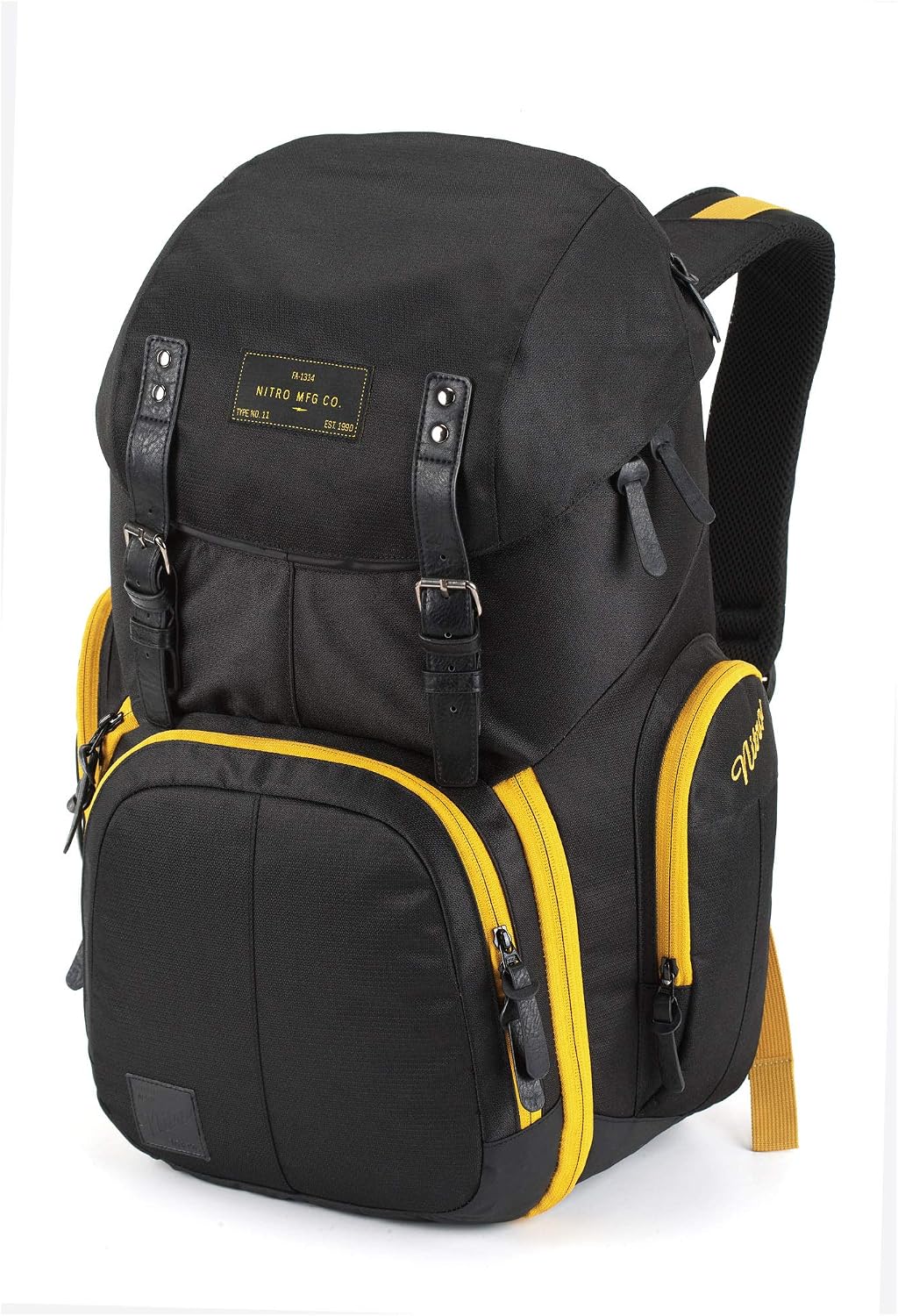 Weekender Alltagsrucksack mit gepolstertem Laptopfach, Schulrucksack, Wanderrucksack inkl. Nassfach, 42 L, Golden Black